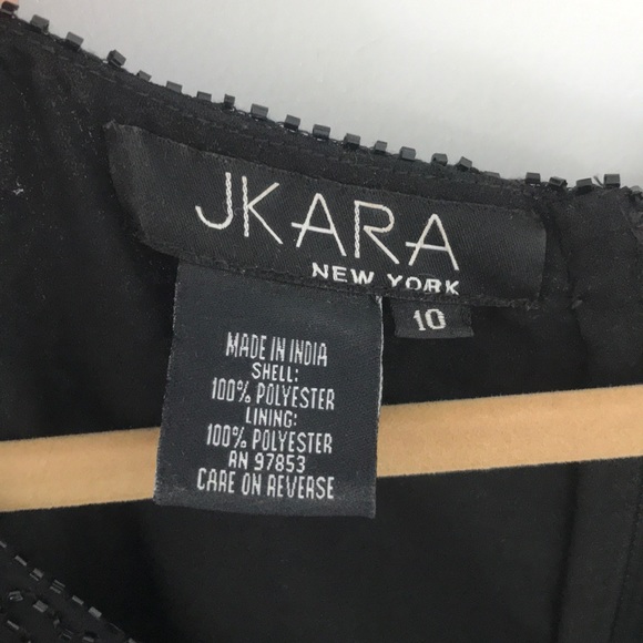 Black mesh beaded top by JKARA - Picture 2 of 4